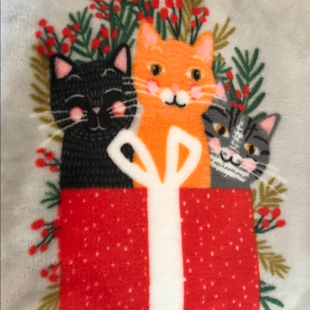 Cozy Cats cat plush decorative throw Blanket nwt Christmas 60 x 70